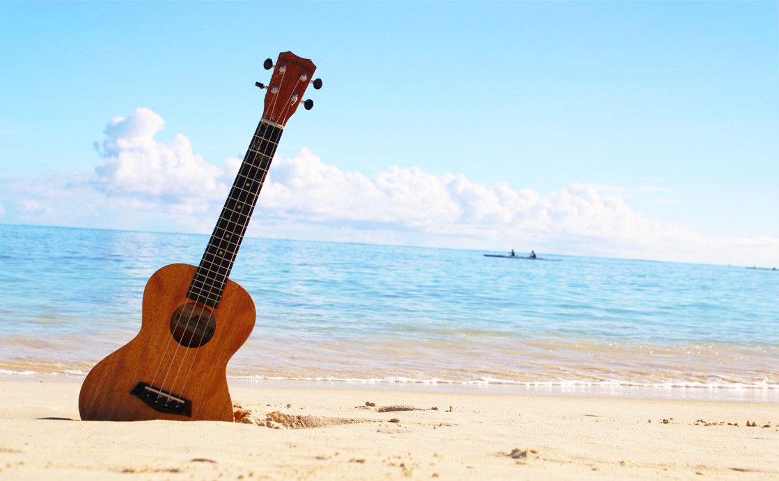 Ukulele a tengerparton